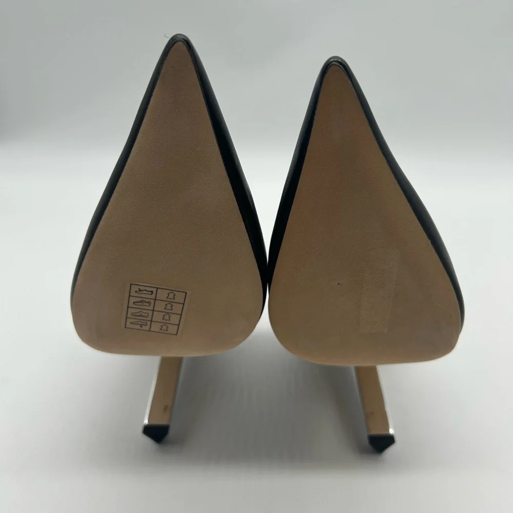 Michael Kors Halle Mule Pump Leather Black Pointed Toe Heels Size 7.5M NIB - Picture 9 of 14